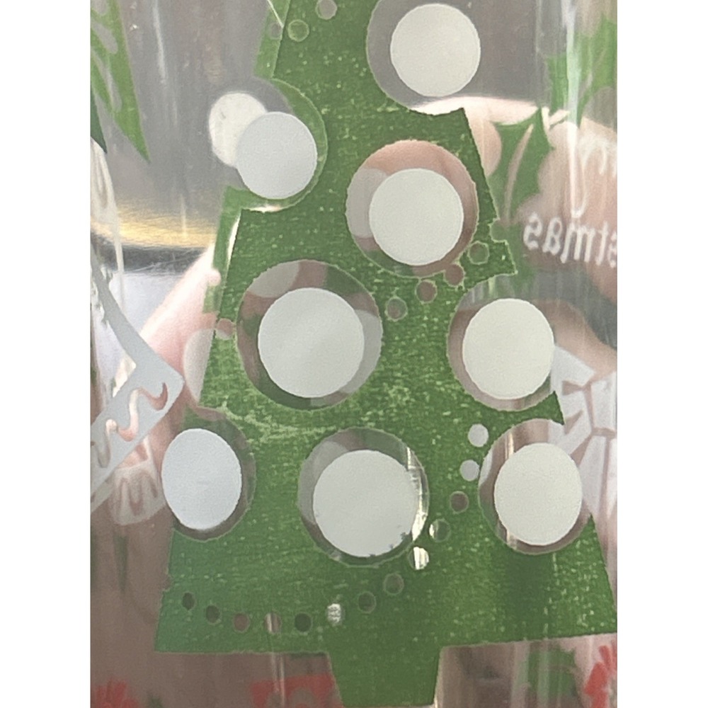 Vtg Set of 2 Continental Can MCM Christmas Holiday Glasses Wreath Poinsettia C - Picture 8 of 16